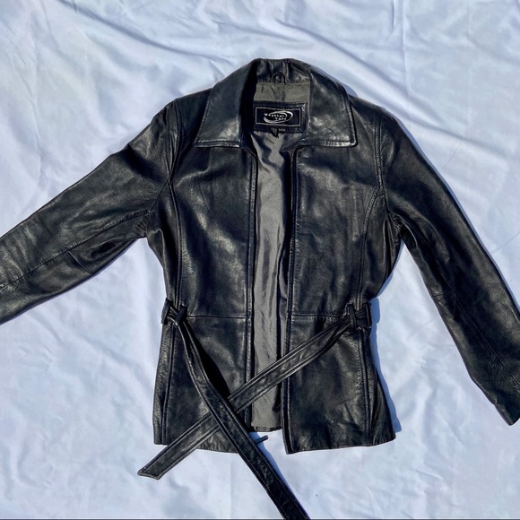 Genuine black leather jacket - Picture 1 of 3